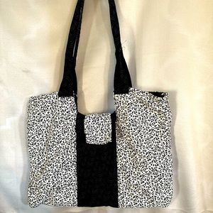 Black and White Floral Shoulder Bag